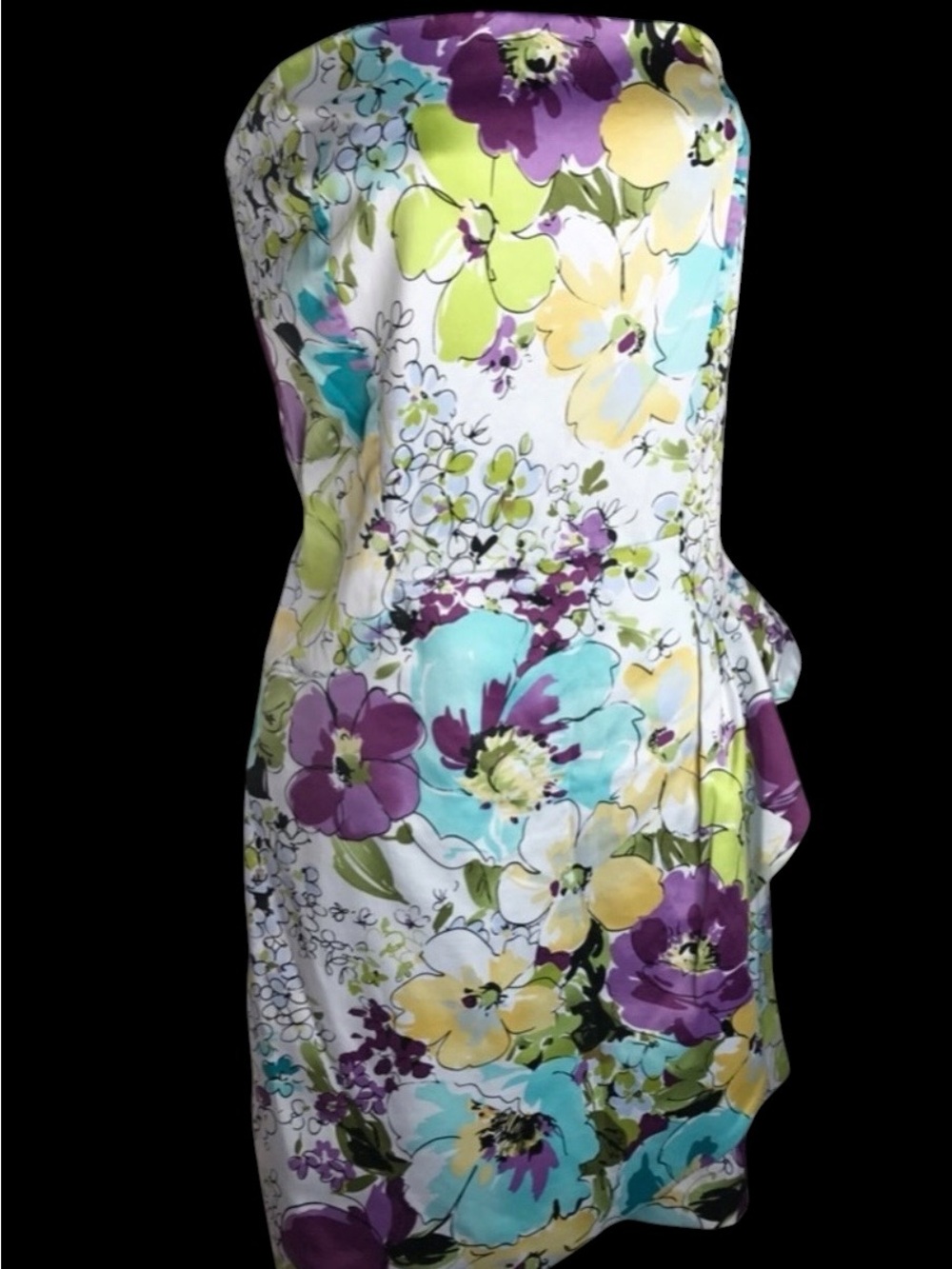 Alyn Paige New York Sexy Floral strapless Ruffle dress size 9/10